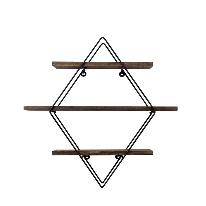 Hanah Home Erysimum Estantería de Pared Negro y Nogal Hanah Home Erysimum Estantería de Pared Negro y Nogal